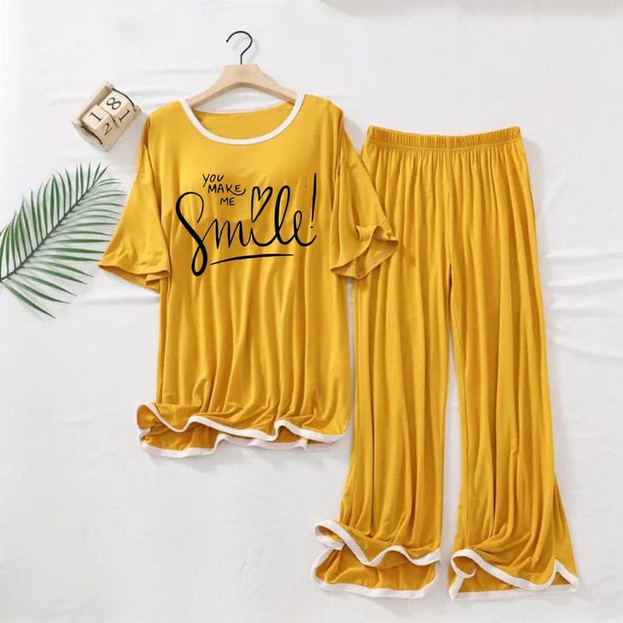YOU MAKE ME SMILE PRINTED TRENDY LOUNGE WEAR FOR WOMEN