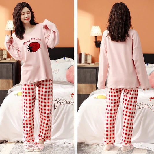 Pink Straw Berry Dotted Night wear