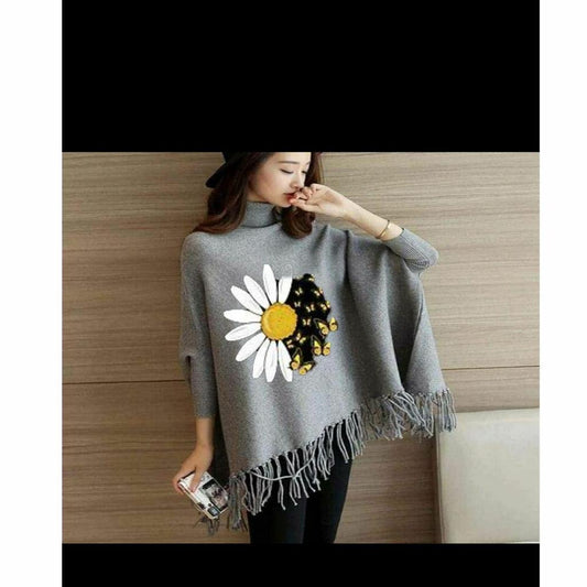 Flower & Butterfly Printed Turtleneck Women Pullover Sweater Spring Jumper
