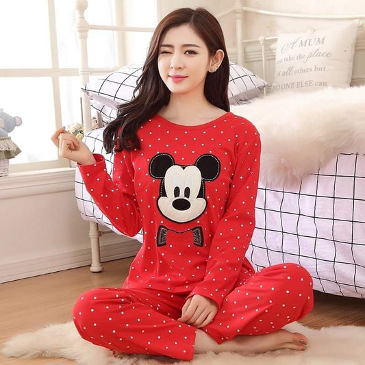 Red Polka Dot Mickey Mouse Printed Nightwear