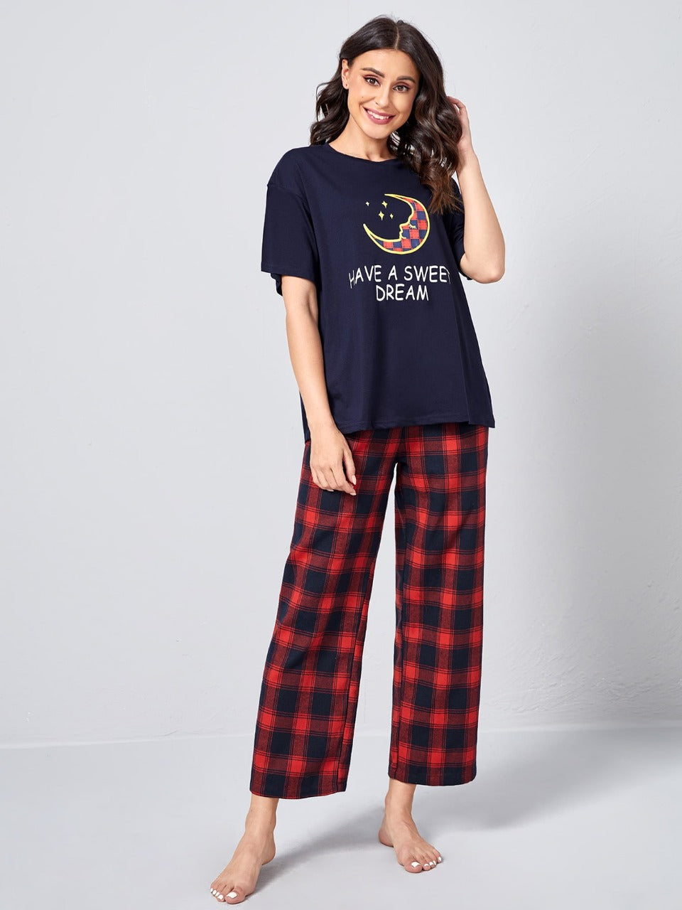 Have A Sweet Dreams Checkered Pajama Nightwear