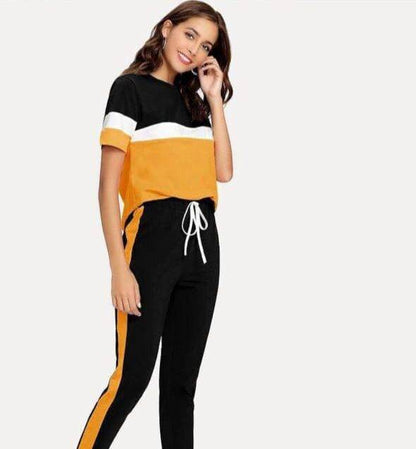 Yellow Colour Panel Tracksuit