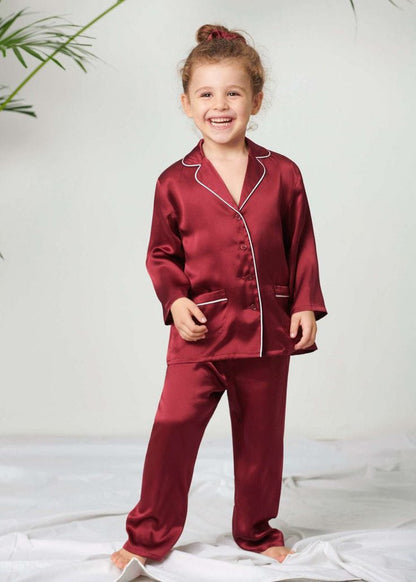 Kids Unisex Satin Silk Button Home Wear Set