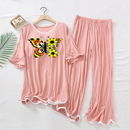 COLORED BUTTERFLY PRINTED TRENDY LOUNGE WEAR FOR WOMEN